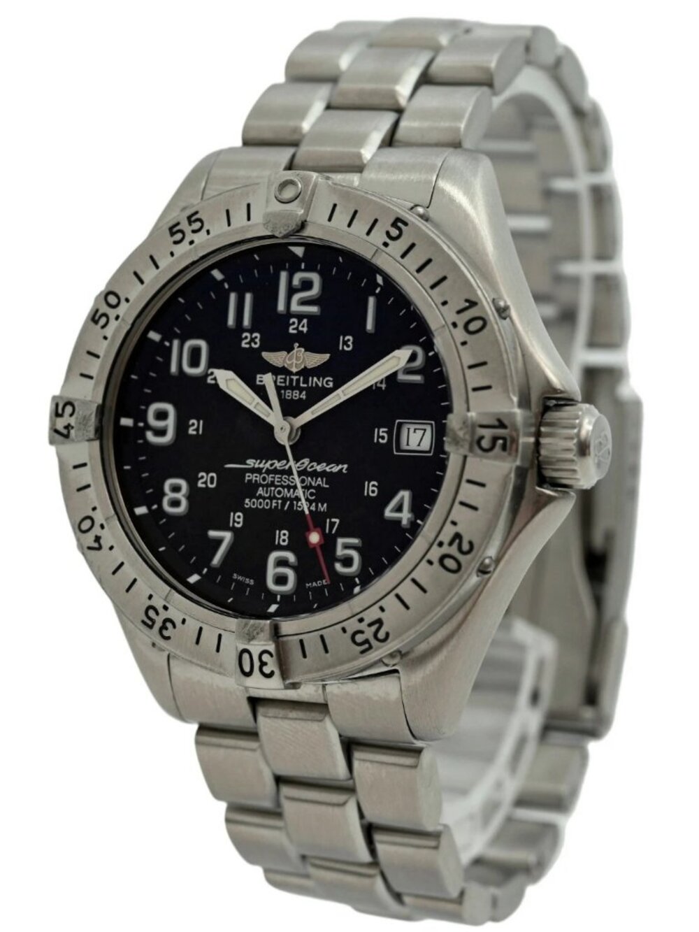 Breitling Men's 41mm Super Ocean 1500M Black Dial Automatic Watch! Ref: A17345!